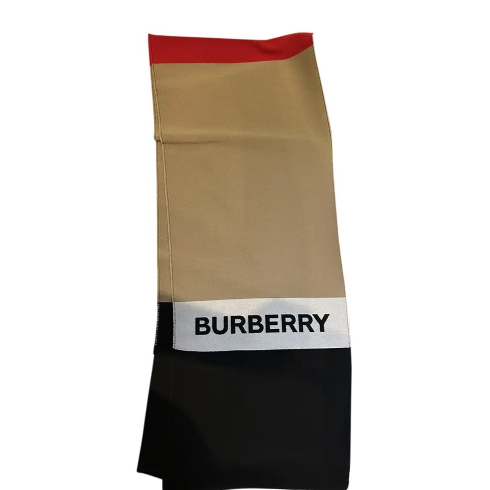 Burberry Beige and Black Logo Scarf